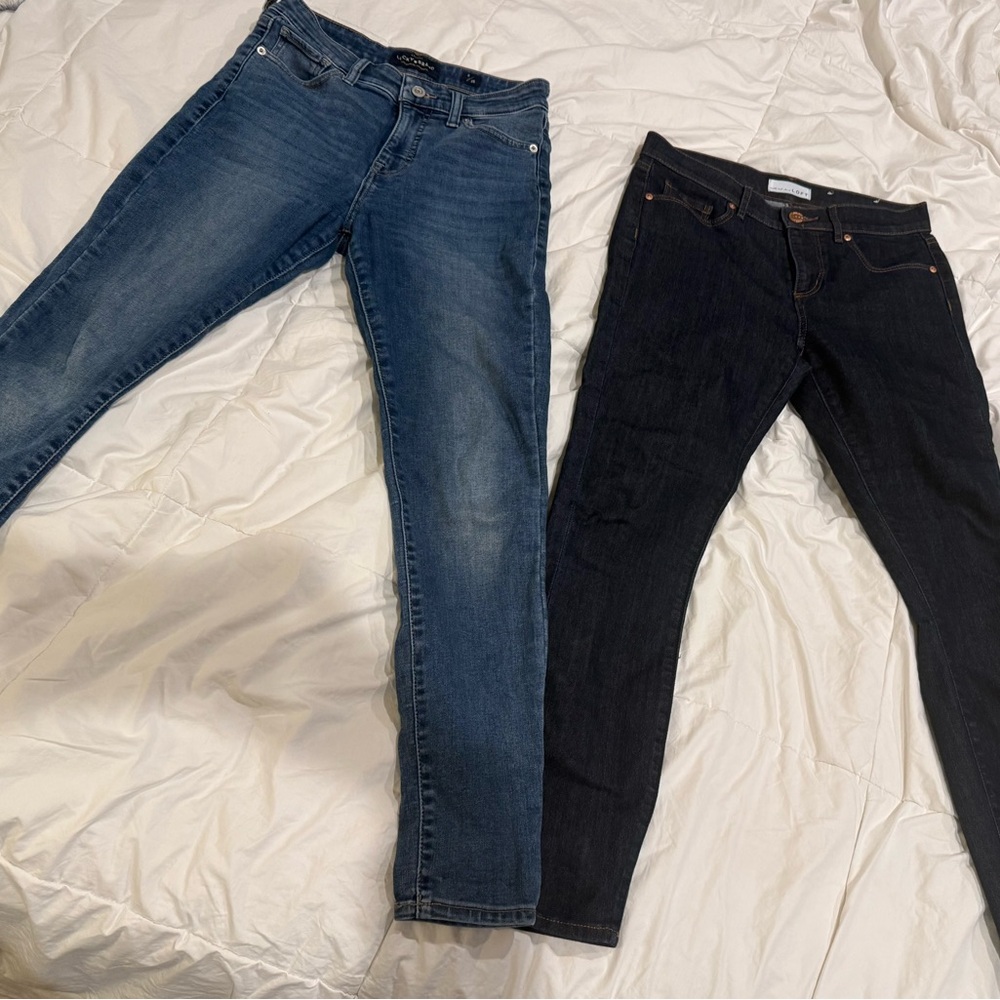 Two!!! Lucky brand (blue denim) Loft (dark Blue)  Skinny Jeans stretch Size 2/26